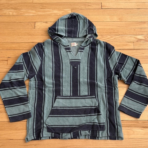 Faherty Blue Striped Hoodie Sweatshirt